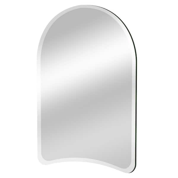 Dovelina 24 in. W x 36 in. H Arched Frameless Beveled Wall Mirror Bathroom Vanity Mirror in Silver