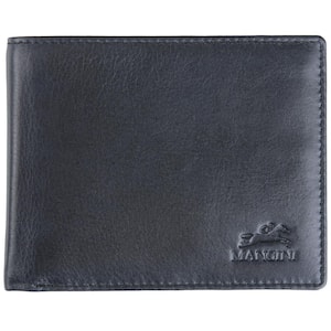 Bellagio Collection Black Leather Center Wing RFID Wallet with Coin Pocket