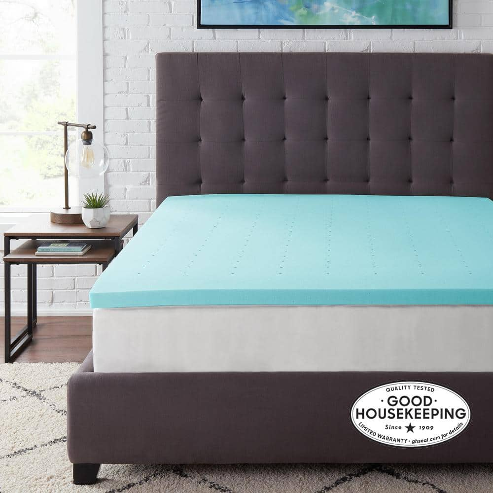 StyleWell 2 in. Gel Infused Memory Foam King Mattress Topper, Blue