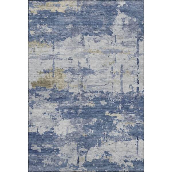 Mayfield Premium Machine Washable Abstract AMF2362 Navy 10 ft. x 14 ft. Area Rug