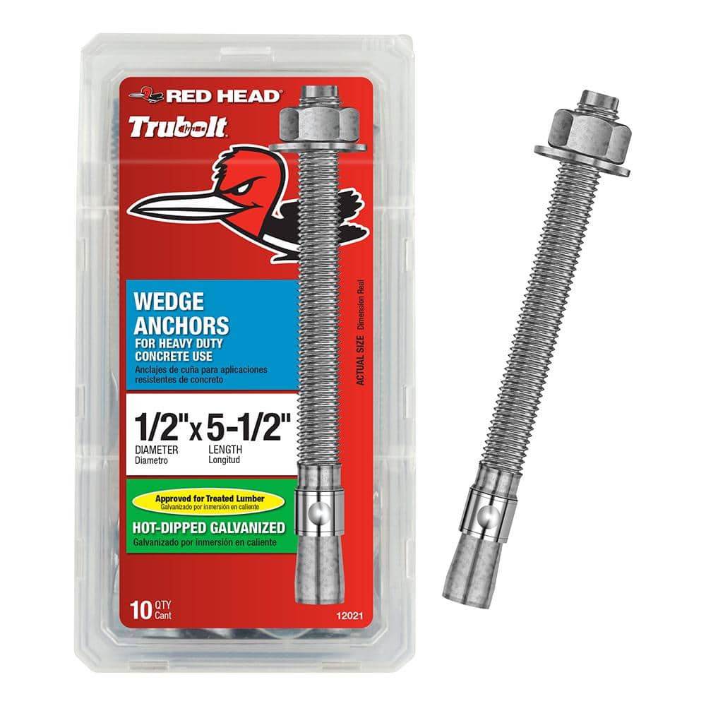 Red Head 1 2 In X 5 1 2 In Galvanized Steel Hex Nut Head Concrete 
