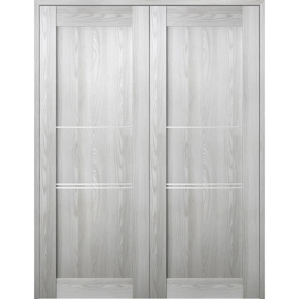 Vona 07 3H 64 in. x 80 in. Both Active Ribeira Ash Wood Composite Double Prehung Interior Door