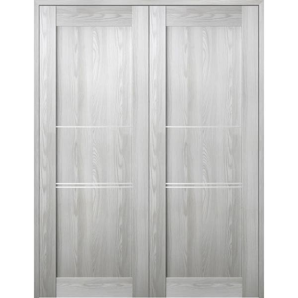 Belldinni Vona 07 3H 48"x 80" Both Active Ribeira Ash Wood Composite Double Prehung Interior Door