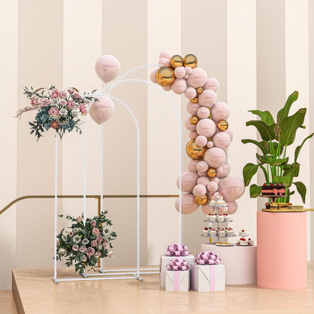 White Metal Wedding Arch Backdrop Stand Set of 3