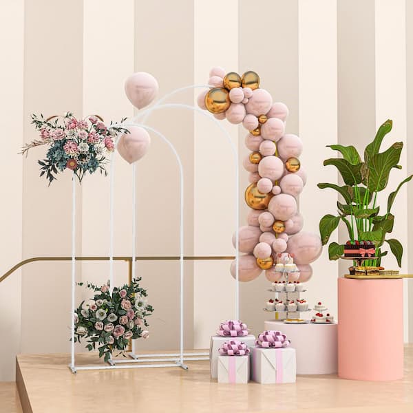 Outsunny Metal Arch Backdrop Stand Set of 3,7/6.5/6 ft