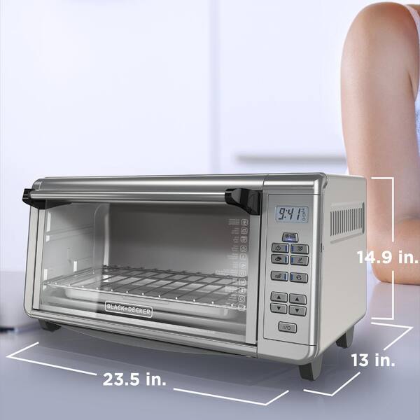 1500 W 8-Slice Stainless Steel Toaster Oven with Knob Control