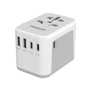 5.6 Amp 250-Volt Universal Travel Adapter Type C/G/A/I Outlet Adapter with 3 USB C 2 USB A Port Charger Outlet Converter