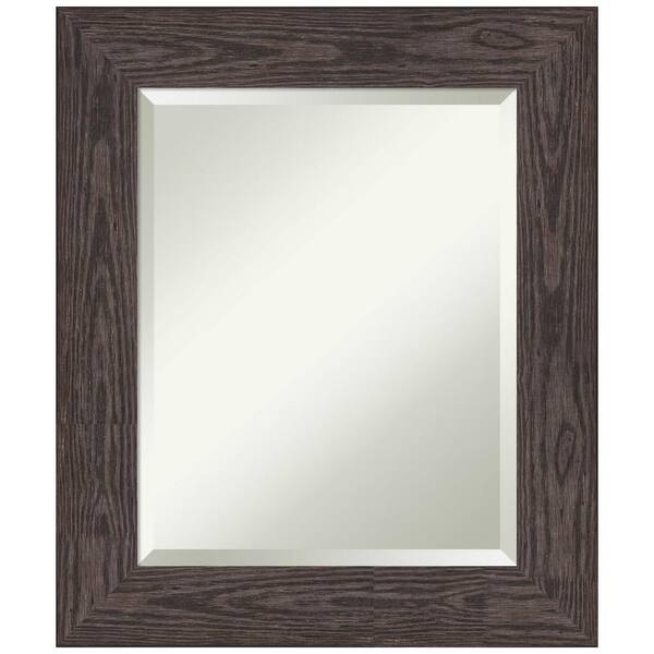 Amanti Art Bridge Black 22 in. W x 26 in. H Wood Framed Beveled Bathroom Vanity Mirror in Black