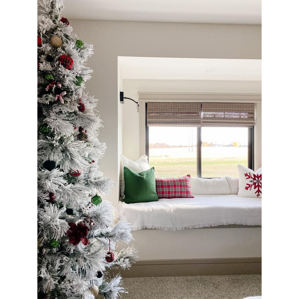 7.5 ft White Flocked Pine Artificial Christmas Tree with Metal Stand