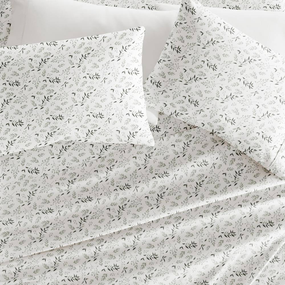 California King Ivory Floral Microfiber Wrinkle Proof Sheet Set