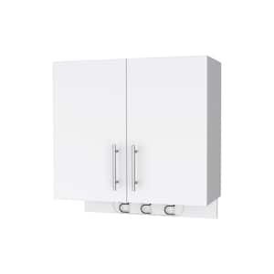 Anky 26.38 in. W x 12.4 in. D x 27.24 in. H Bathroom Storage Wall Cabinet in White with Broom Hangers
