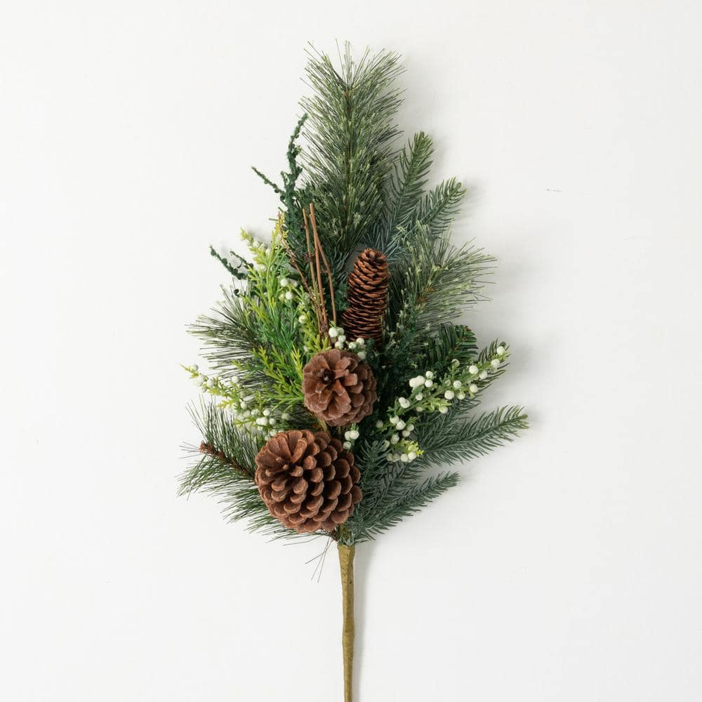 Frosted Artificial Cedar Pine Branches 16.5 Christmas Greenery Picks  Sprays Cedar Stems with Snow Faux Cedar Pine Sprigs Twigs for Table  Centerpieces