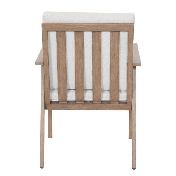 Light Wood Aluminum Outdoor Dining Chairs, Patio Dining Chair with