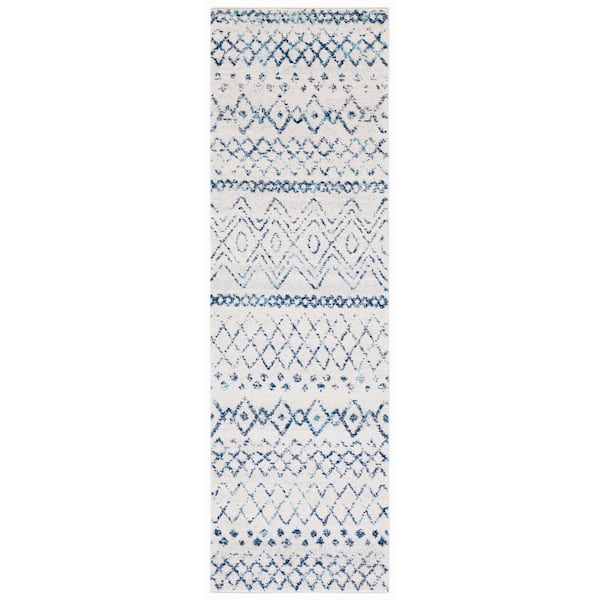Madison 2 ft. x 6 ft. Ivory/Navy Tribal Distressed Runner Rug