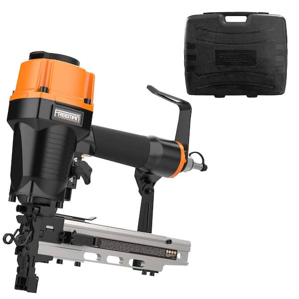 Pneumatic 10.5-Gauge 1-9/16 in. Fencing Stapler with Adjustable Metal Belt Hook and Case