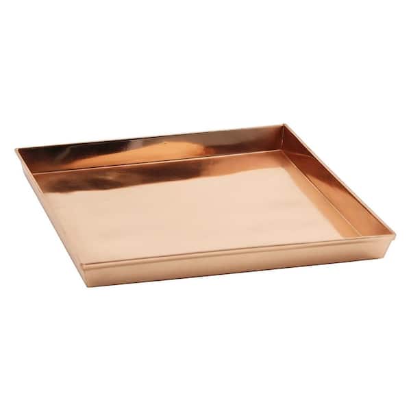 Achla Designs Decorative Square Stainless Steel Tray Saucer, 10.75 in. Square, Copper Plated Finish