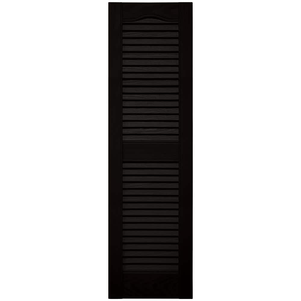 Mid America - 15 in. x 39 in. Louvered Vinyl Exterior Shutters Pair in #002 Black