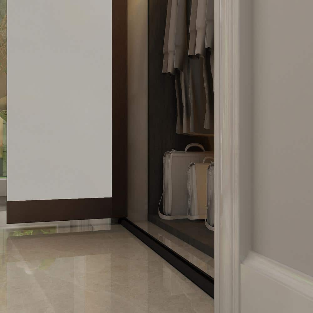 Mocha and White Frosted Glass Solid Core Bi-Fold Door