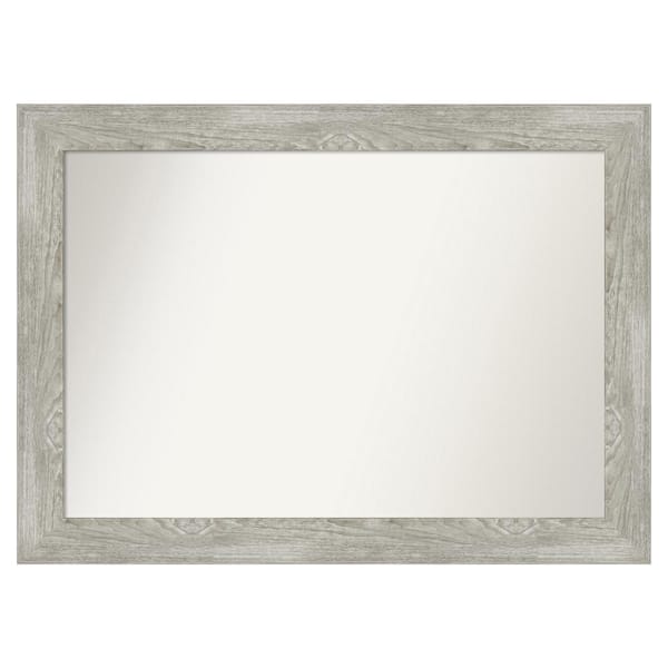 Dove Greywash 44 in. x 32 in. Custom Non-Beveled Distressed Recyled Polystyrene Bathroom Vanity Wall Mirror