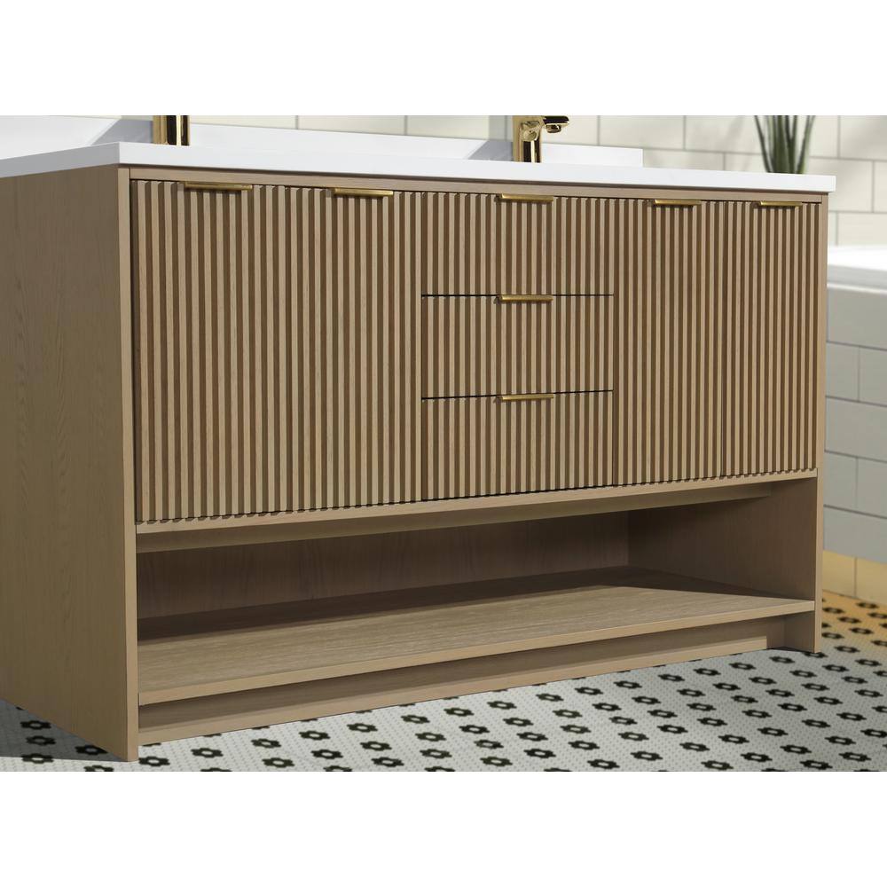 San Diego 55" Oak Gray Double Sink Vanity with Quartz Top