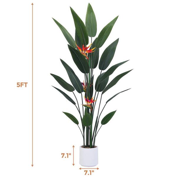 Molysoul 60 in. Artificial Bird of Paradise Plant in White Pot