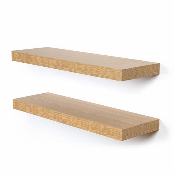 36 in. W x 11.6 in. D Oak Wood Floating Shelves Set of 2, Decorative Wall Shelf for Home Office