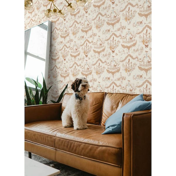 Rachel Antonoff Orange Worst in Show Matte Vinyl Peel and Stick Wallpaper