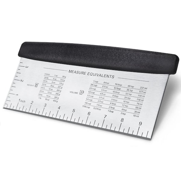 10 in. Large Bench Scraper Kitchen, Dough Pastry Scraper with Measuring Scale, Stainless Steel Cake, Pizza Scraper