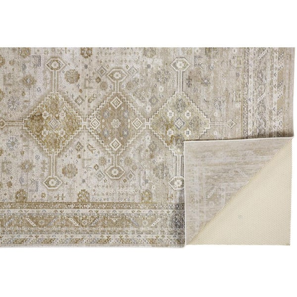 10 ft. x 13 ft. Gold and Ivory Floral Area Rug