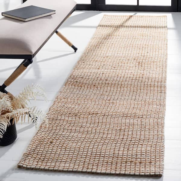 Natural Fiber 2 ft. x 5 ft. Natural/Ivory Solid Woven Runner Rug