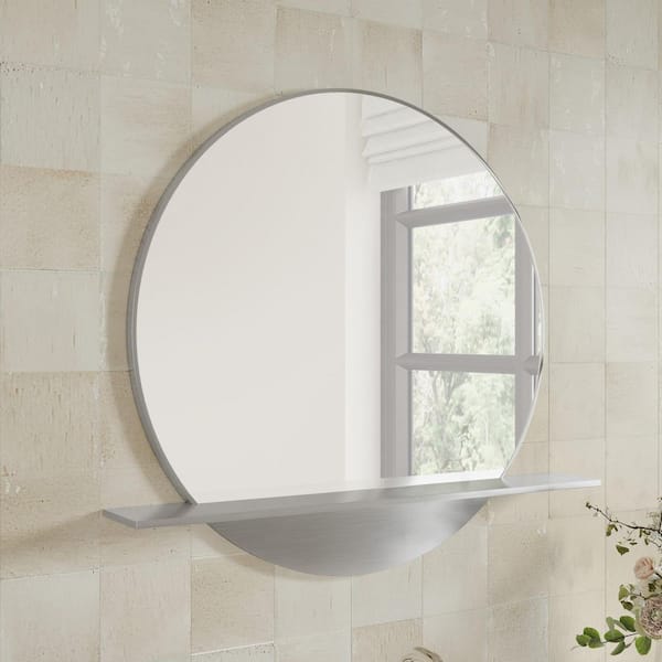 Platform 24.0 in. W x 22.0 in. H Retangular Framed Wall Bathroom Vanity Mirror in Brushed Nickel