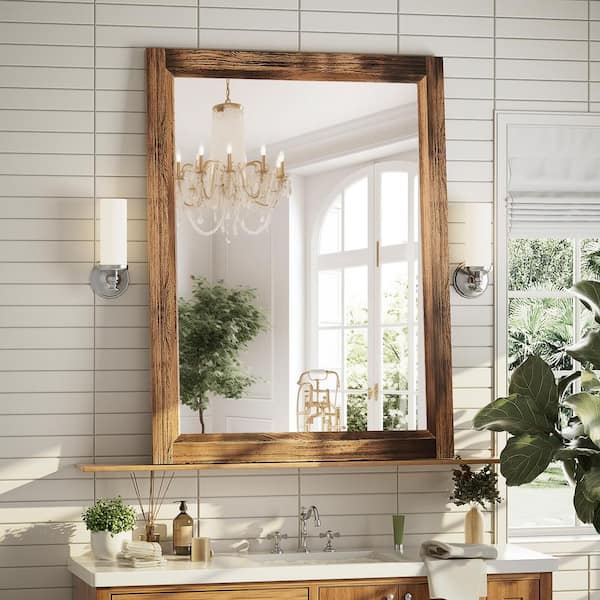 GLSLAND 30 in. W x 40 in. H Large Rectangular Wooden Dark Framed