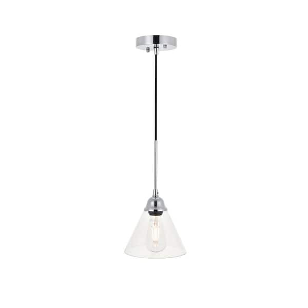 Unbranded Timeless Home Haas 1-Light Pendant in Chrome with 7.3 in. W x 5.5 in. H Clear Glass Shade