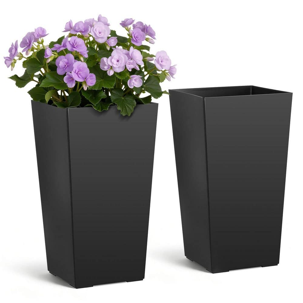 VEVOR 9 qt. Black Plastic Square Planter and Drainage Holes