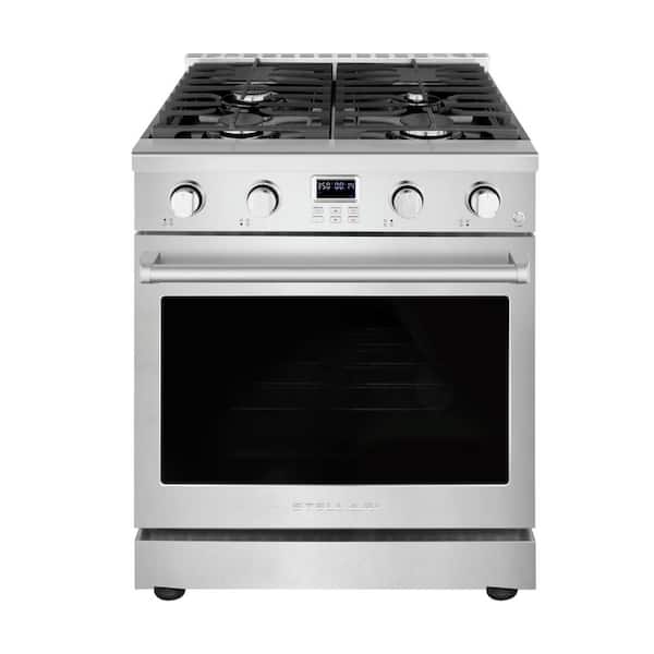 30 in. 4-Burners 5.0 cu. Ft. Freestanding Professional Gas Range in Stainless Steel with Convection Oven