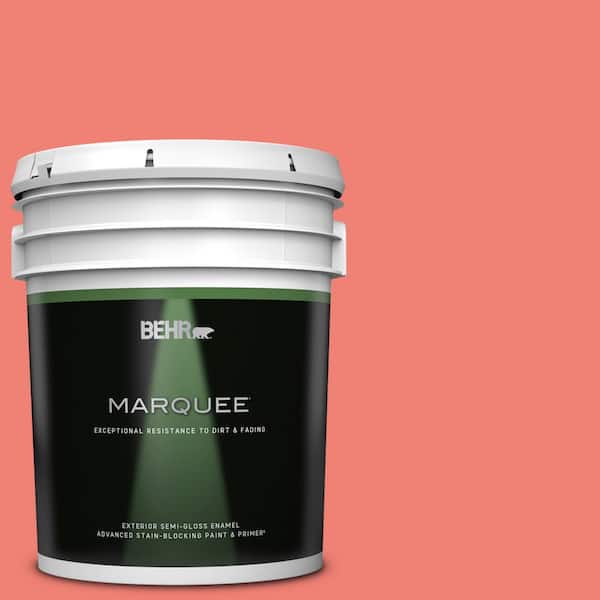 BEHR MARQUEE 5 gal. #170B-5 Youthful Coral Semi-Gloss Enamel Exterior Paint & Primer