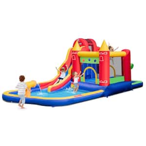 9-In-1 Inflatable Bounce House with Water Slide Splash Pool for 3 Plus without Blower