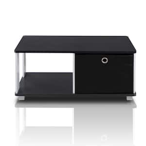 32 in. Black/White Medium Rectangle Wood Coffee Table with Drawers