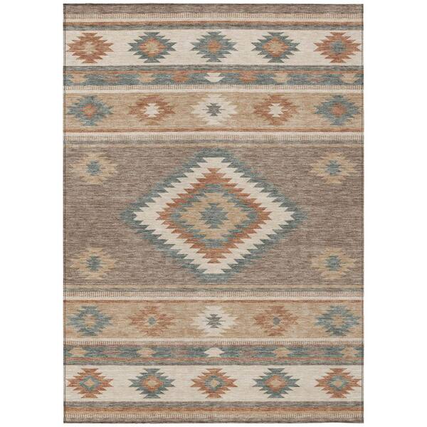 Chantille Machine Washable Indoor/Outdoor Abstract ACN3127 Taupe 10 ft. x 14 ft. Area Rug