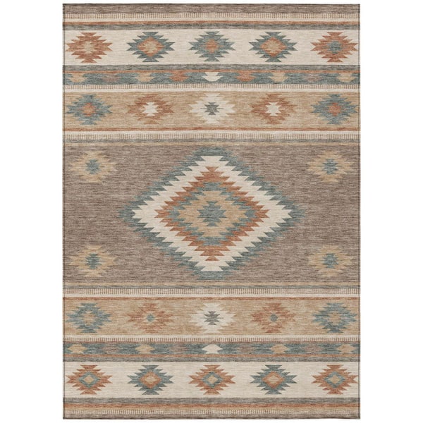 Chantille Machine Washable Indoor/Outdoor Abstract ACN3127 Taupe 5 ft. x 7 ft. 6 in. Area Rug