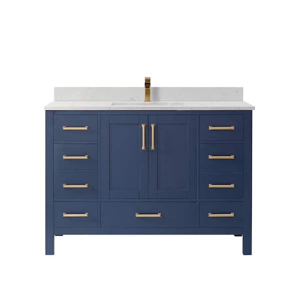 ROSWELL Shannon 48 in. Bath Vanity in Royal Blue with Composite Vanity Top in White with White Basin