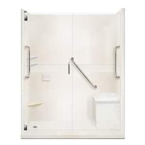 Classic Freedom Grand Hinged 30 in. x 60 in. x 80 in. Left Drain Alcove Shower Kit in Natural Buff and Chrome