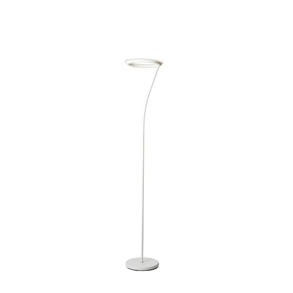Ore International 73 In Matte White, Led Torchiere Floor Lamp Home Depot Usa