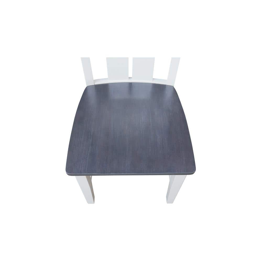 Elegant Gray Slat-Back Solid Wood Side Chair, 43" High