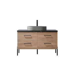 Trento 48 in. W x 21.7 in. D x 34.6 in. H Single Sink Bath Vanity in North Oak with Black Sintered Top