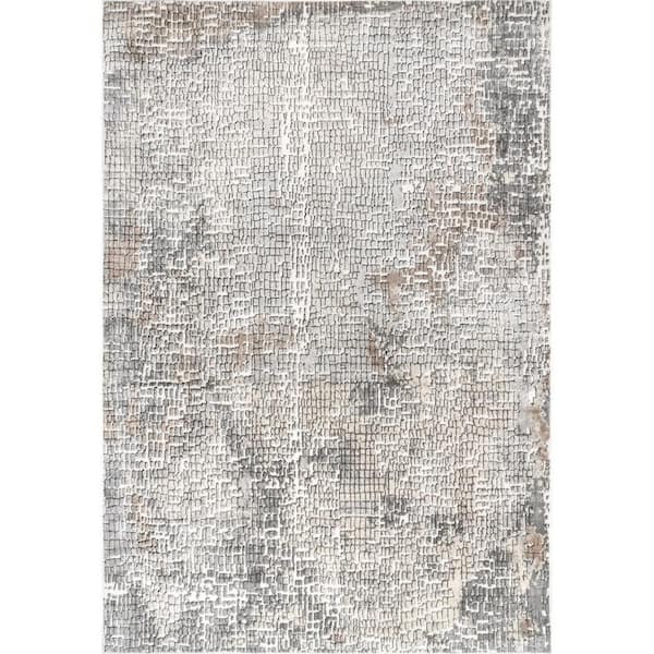 nuLOOM Tara Beige 7 ft. 10 in. x 10 ft. 10 in. Contemporary Abstract Tile Indoor Area Rug