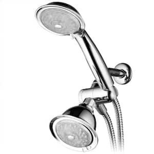24-spray 4 in. Dual Shower Head and Handheld Shower Head with LED Lighted in Chrome