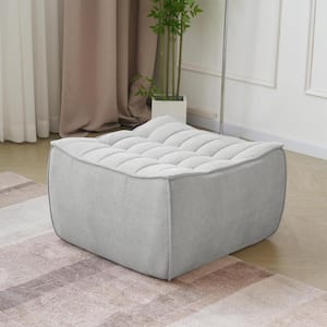 27.5 in. Armless Gray Linen 1-Seat Square Modular Lazy Floor Corner Relax Sofa Fireside Ottoman Module for Apartment