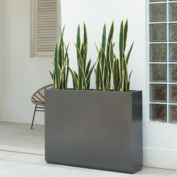 Wallowa Long Box Metal Rectangular Planter in Grey