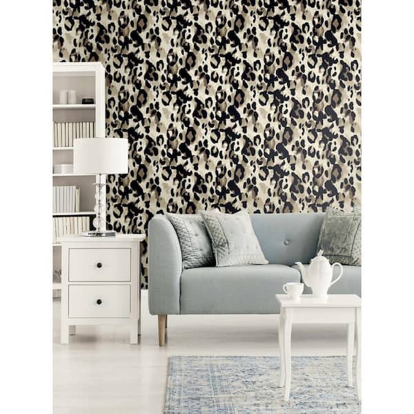40.5 sq. ft. Kirsea Taupe Leopard Print Vinyl Peel and Stick Wallpaper Roll